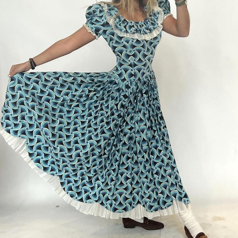 Women's Blue and White Dress
